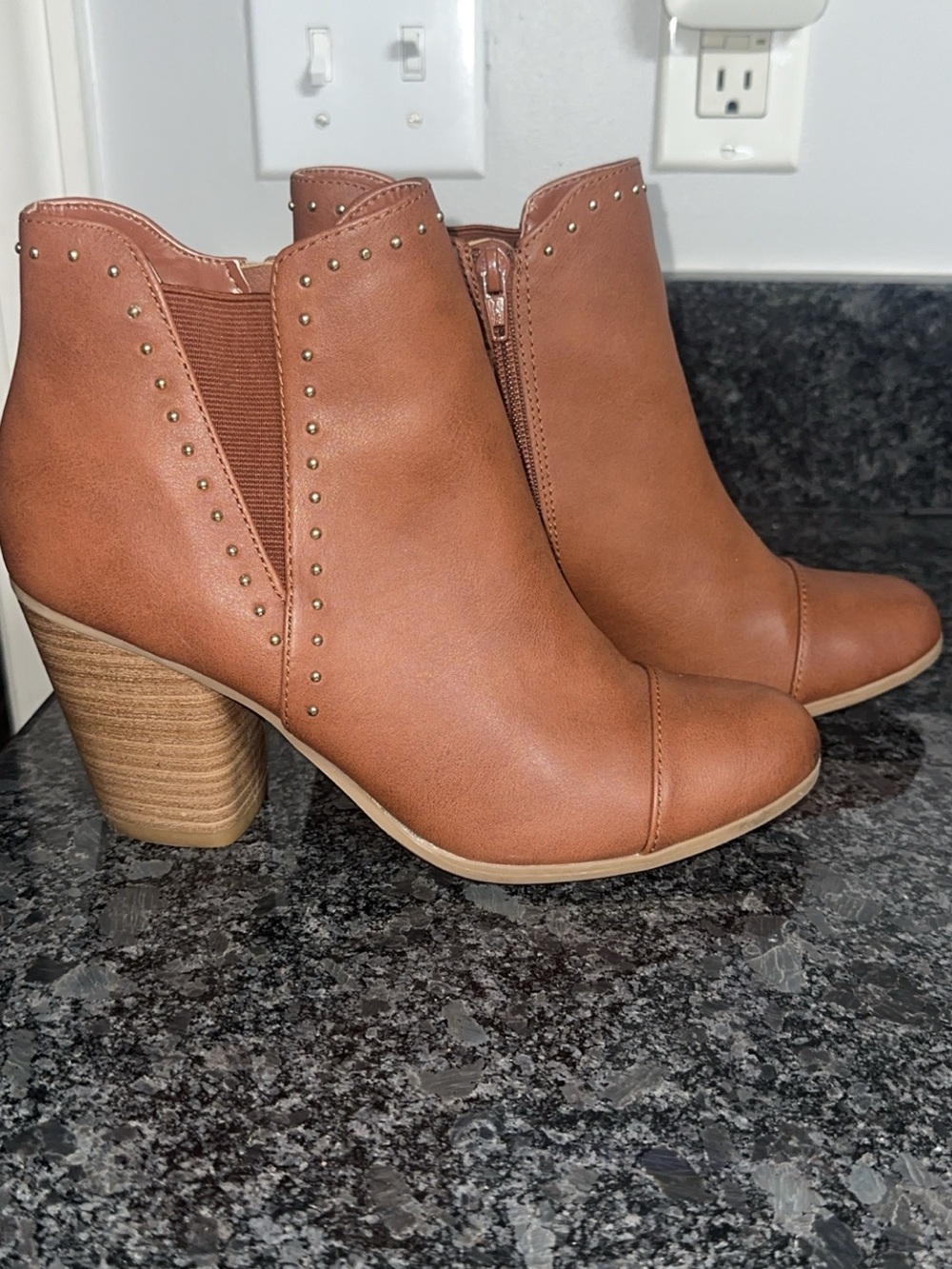 LC Lauren Conrad Stuffed Brown Ankle Booties